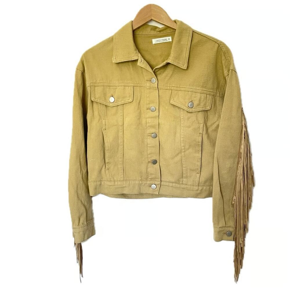 12th Tribe Desert Palm Fringe Suede Jacket - S - Brown